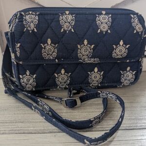 Vera Bradley Navy Turtles Crossbody Purse wristlet Christmas gift bag blue white